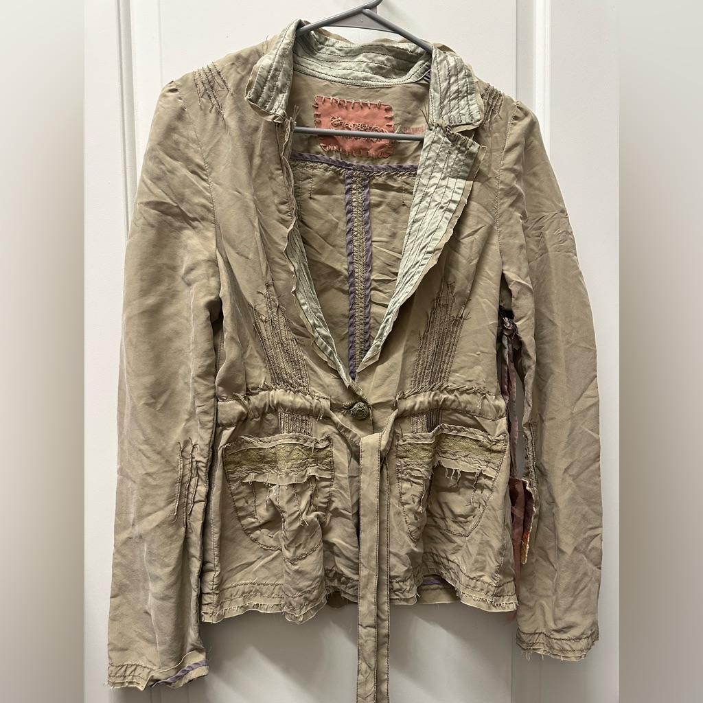 Shangana Heavan On Earth 100% Silk Jacket Blazer Hand Embroidered Small Nwt